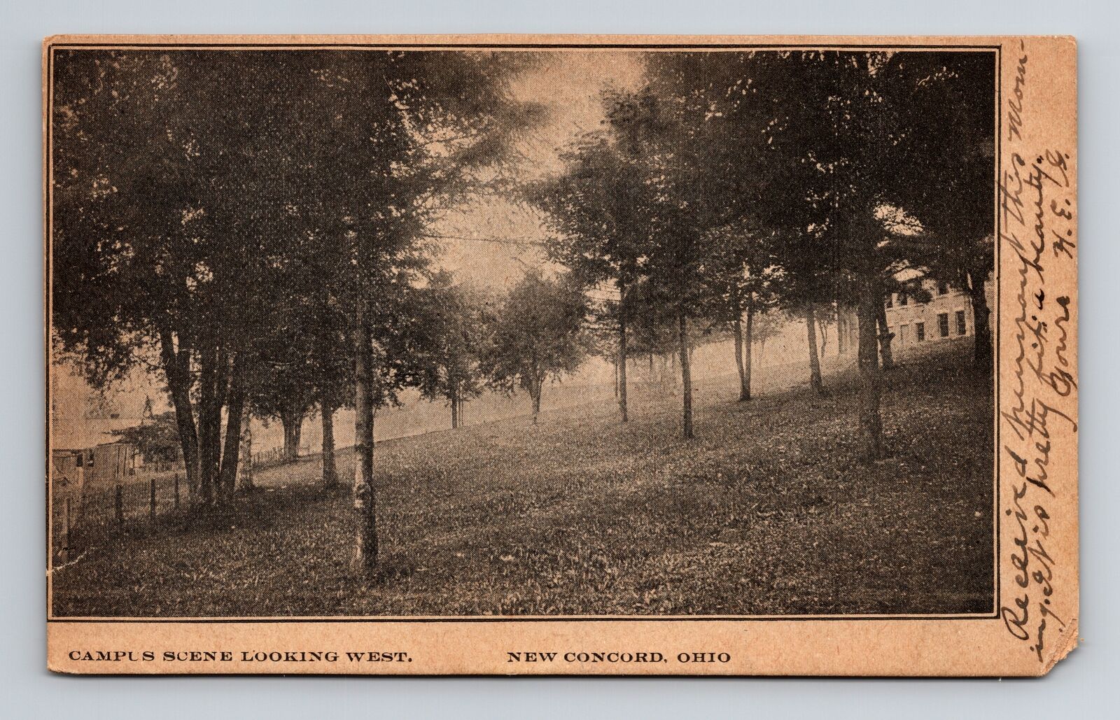 New Concord, OH-Ohio, Muskingum Campus Looking West, c1907, Vintage Postcard
