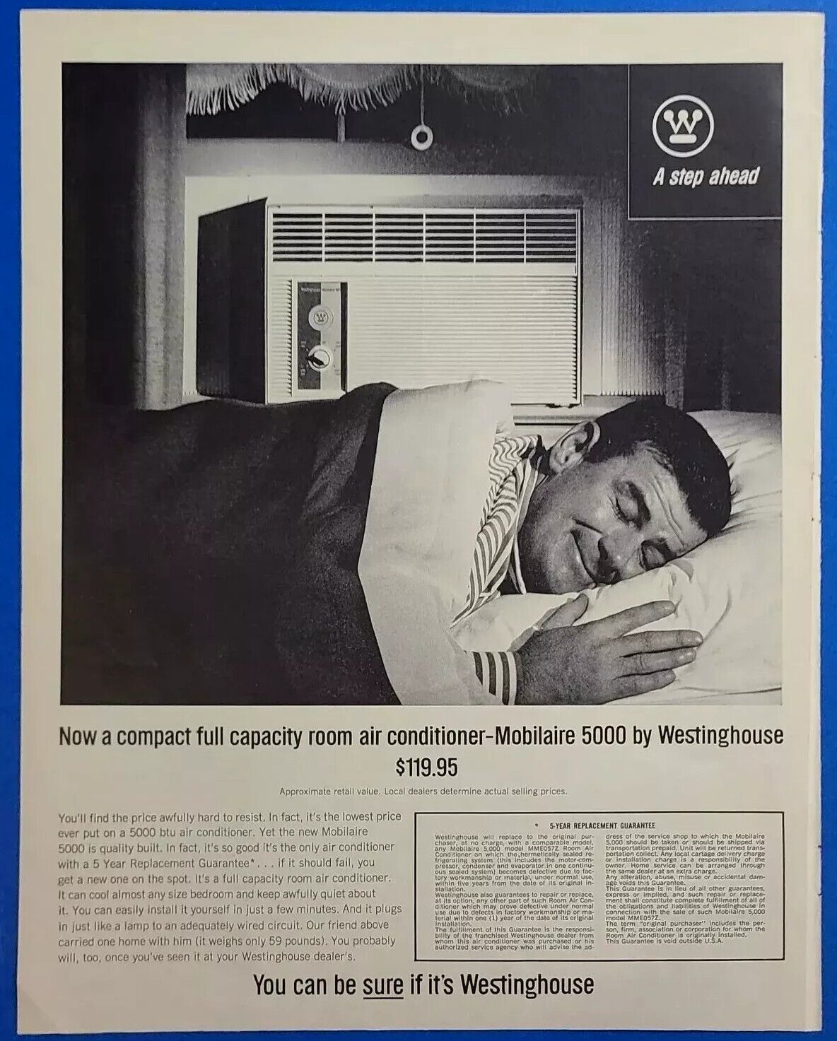 1964 Westinghouse Portable Air Conditioner Mobilaire 5000 Vtg 1960\'s Print Ad
