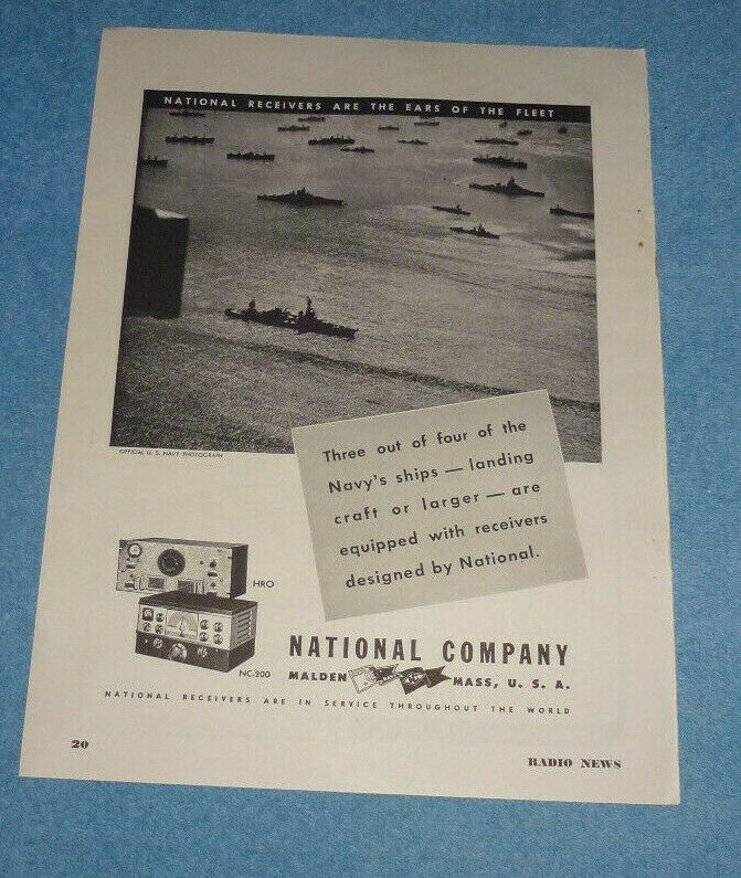Antique 1945 Ad National Company Navy Receivers + Sprayberry Radio Training