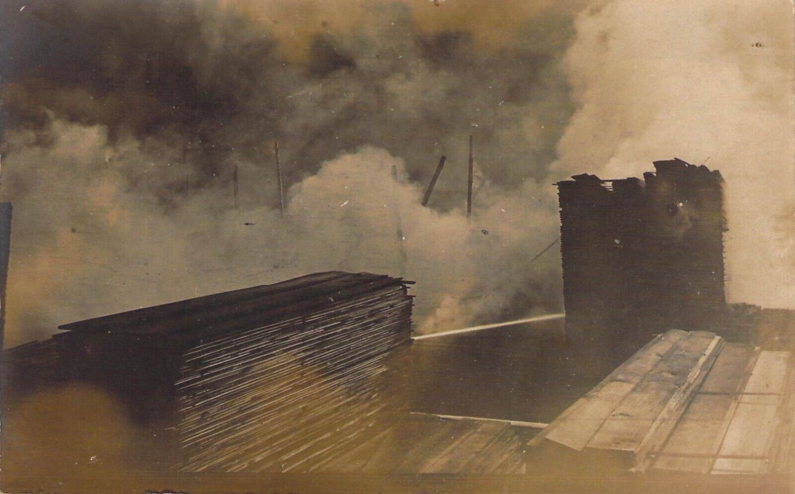 Sept \'08 RPPC,  Lumber Yard Fire,  Quincy IL, Old Post Card