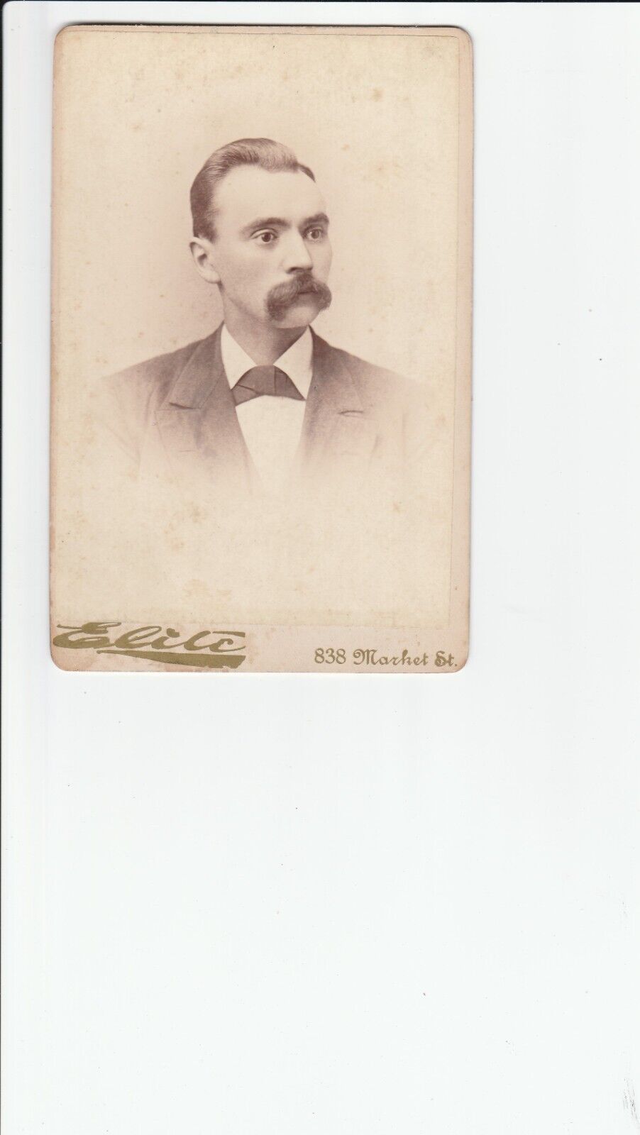 CABINET CARD GREAT AD VICTORIAN GENTLEMAN FULL WALRUS MUSTACHE 1880 S . F. CALIF