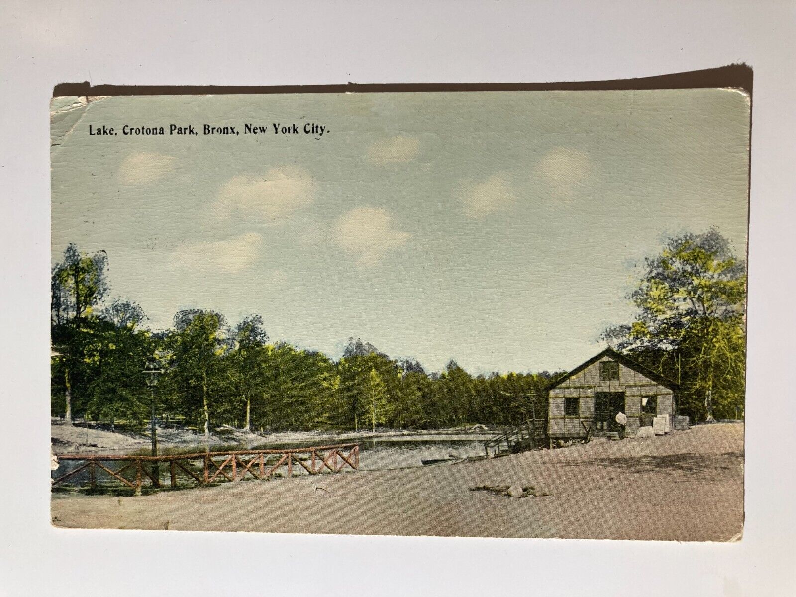 1914 Lake Crotona Park Bronx New York City Scenic Photo Postcard