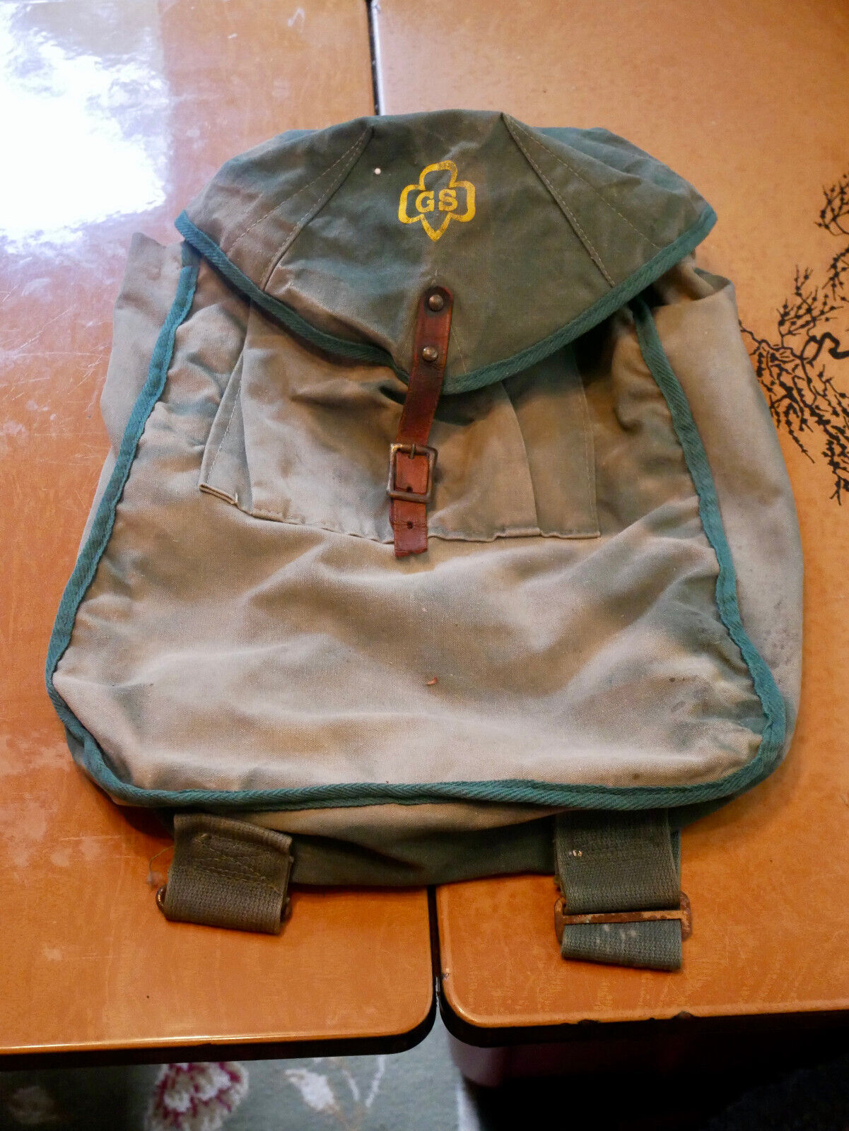 Vintage Girl Scout Canvas Knapsack Backpack