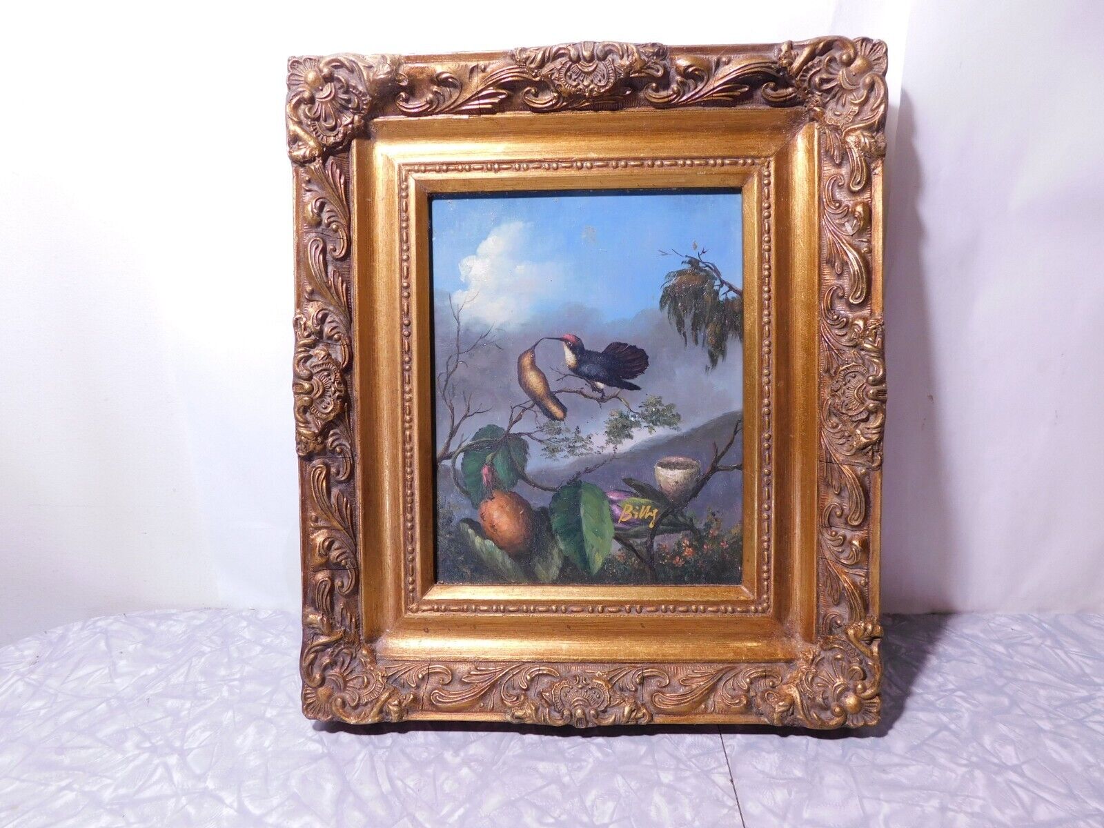 vintage French Baroque wood picture frame ornate gold gilt louis art