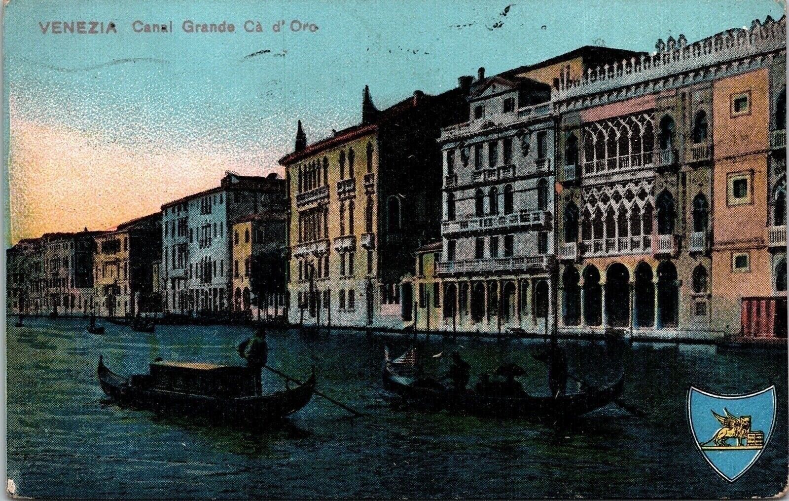 Venezia Canal Grande Ca D’ Oro Antique Postcard DB PM Ferrovia Cancel WOB Note