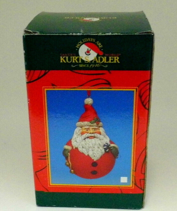 Christmas Ornament Round Jolly Santa's World Kurt Adler Bells Candy Cane