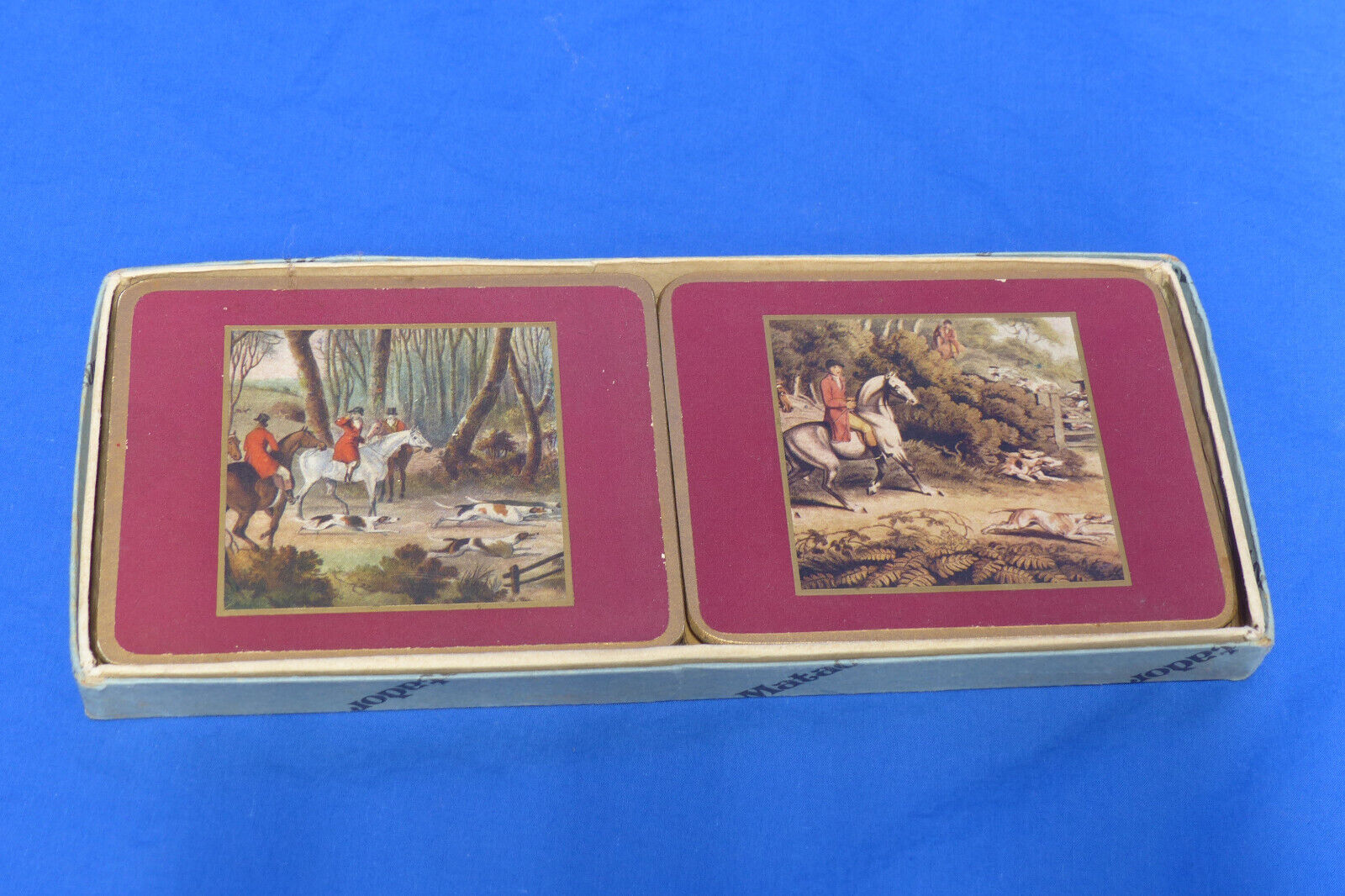 Vintage Lady Clare Coasters English Hounds Fox Hunting Scenes Box Set of 6