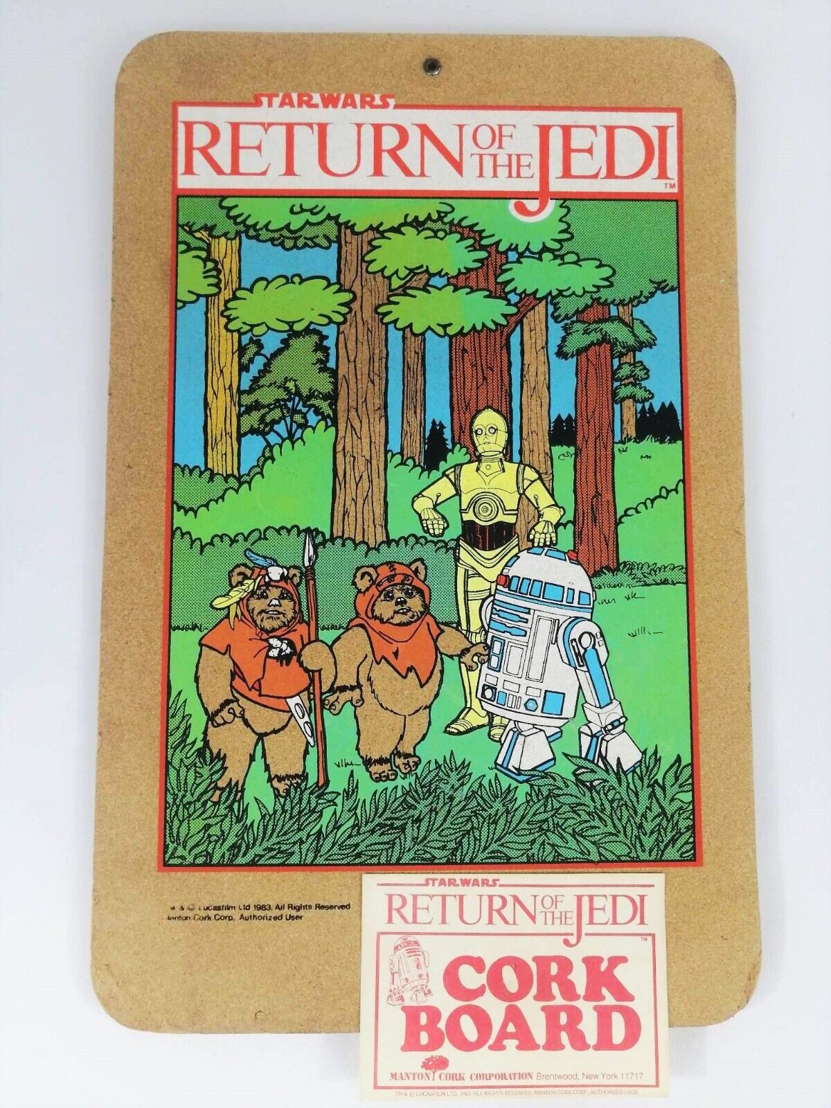 Vintage 1983 Star Wars ROTJ Return of the Jedi Corkboard with paper ewoks R2-D2