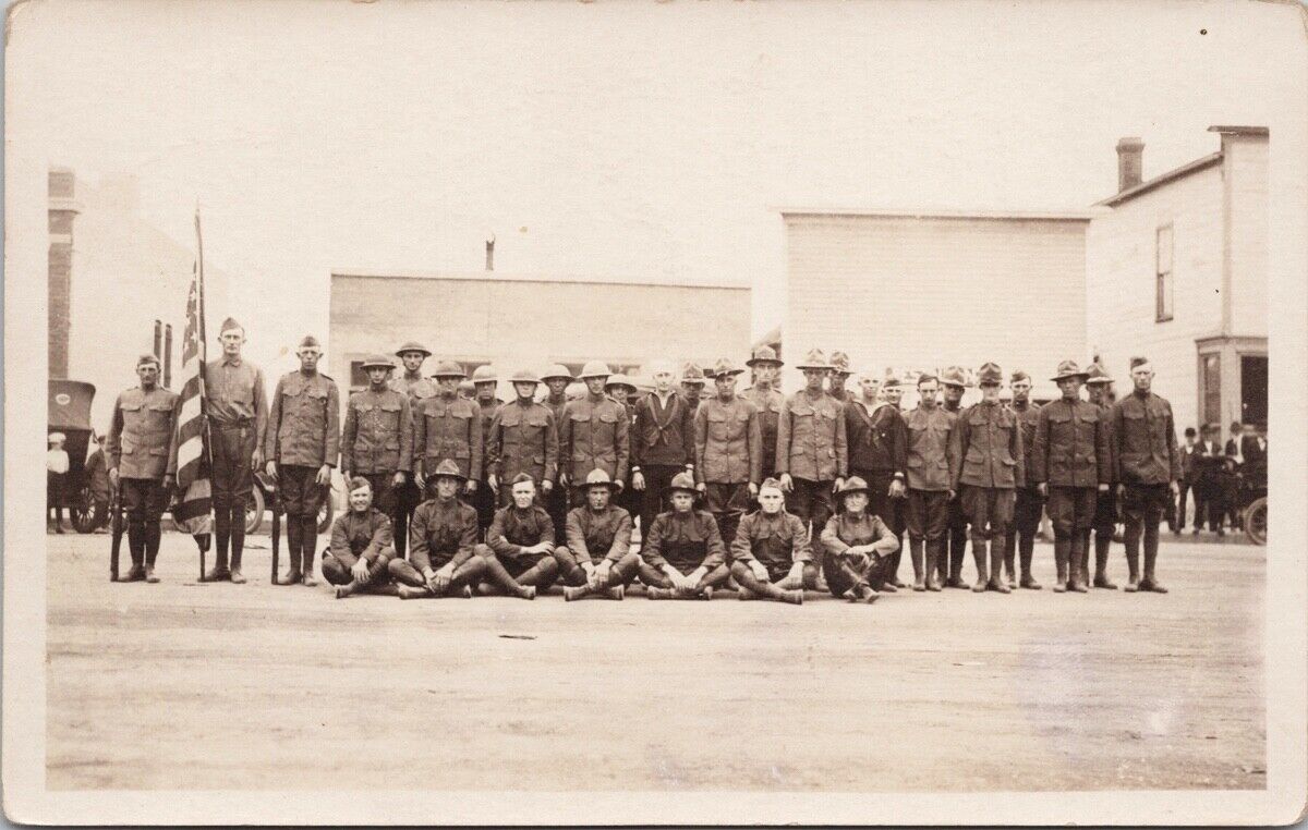 Group of Soldiers United States Military Brownsville TX ?? RPPC Postcard H56