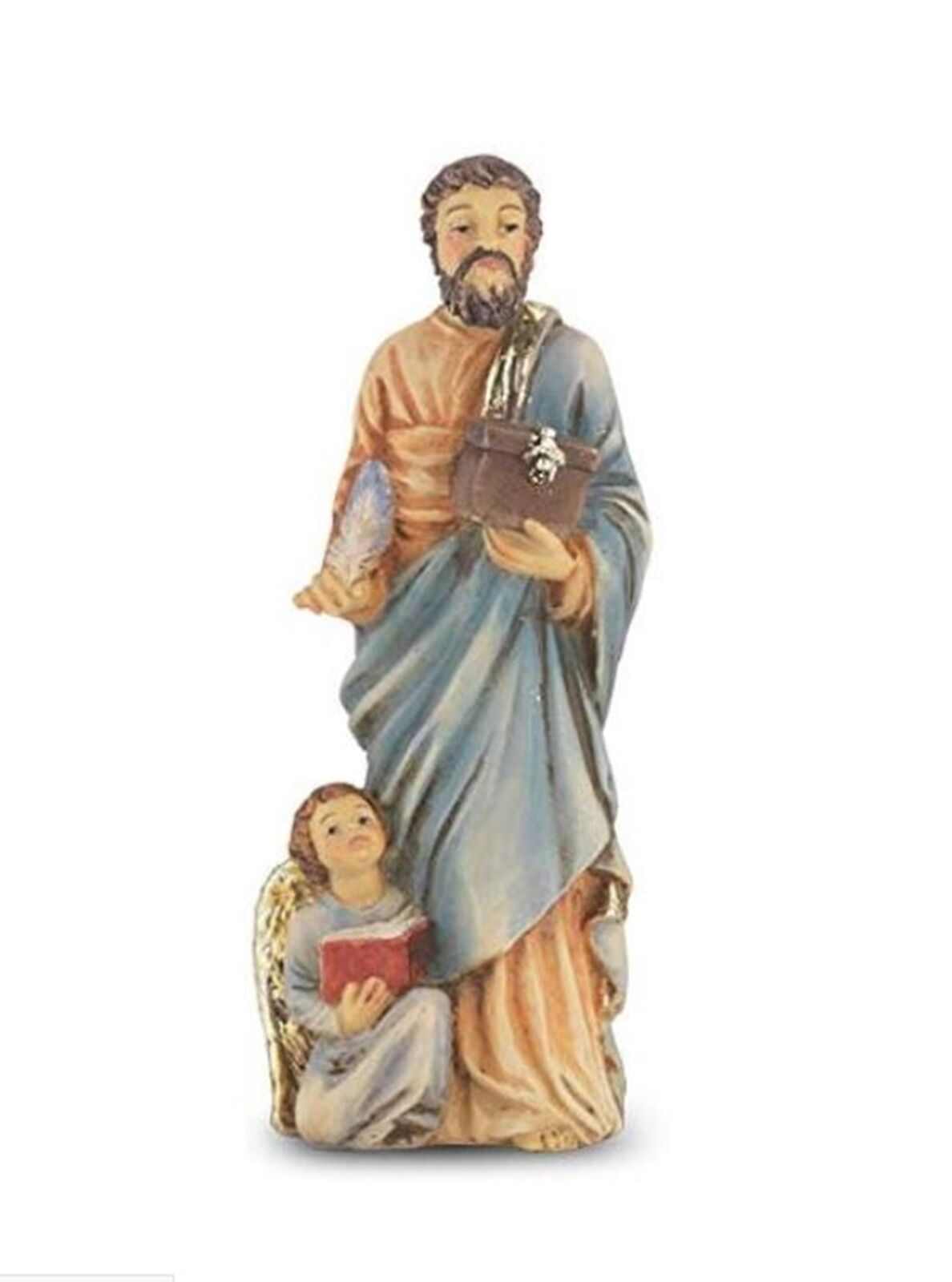 Statue St Matthew the Apostle Catholic Figurine 4 Inch Patron Saint w Holy Card