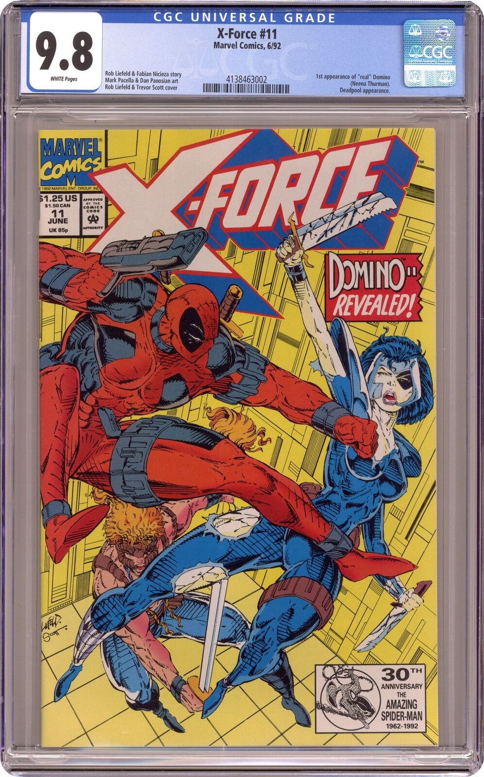X-Force #11D CGC 9.8 1992 4138463002 1st app. \'real\' Domino