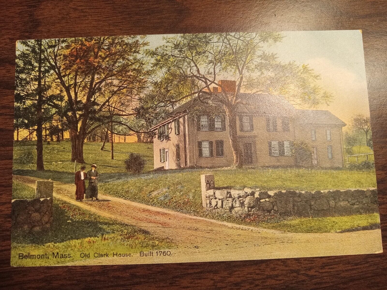 Belmont, Mass ~ Old Clark House.  Built 1760 Vintage Uncirculated Postcard
