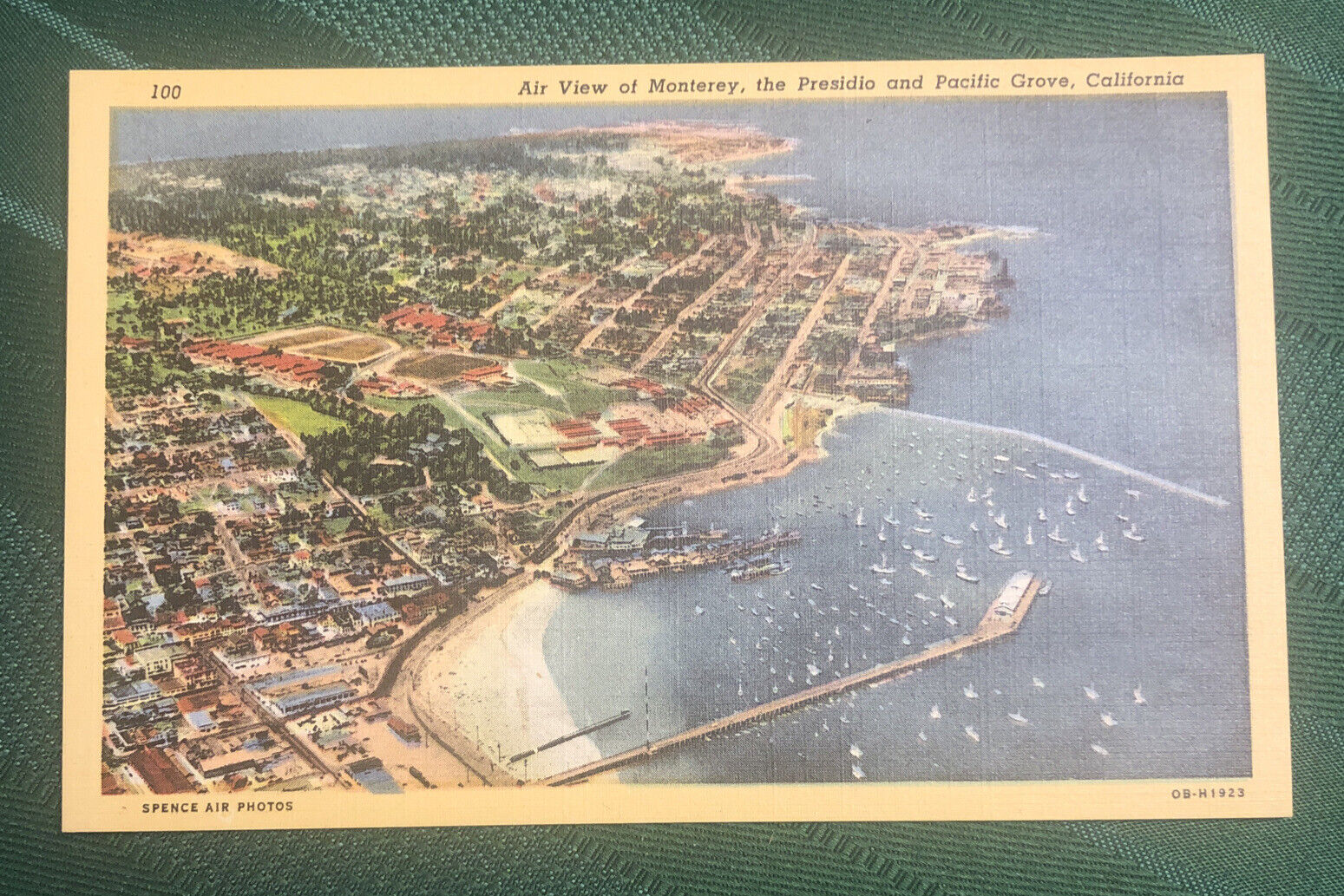 Vintage Postcard Aerial View Monterey The Presidio Pacific Grove California NOS