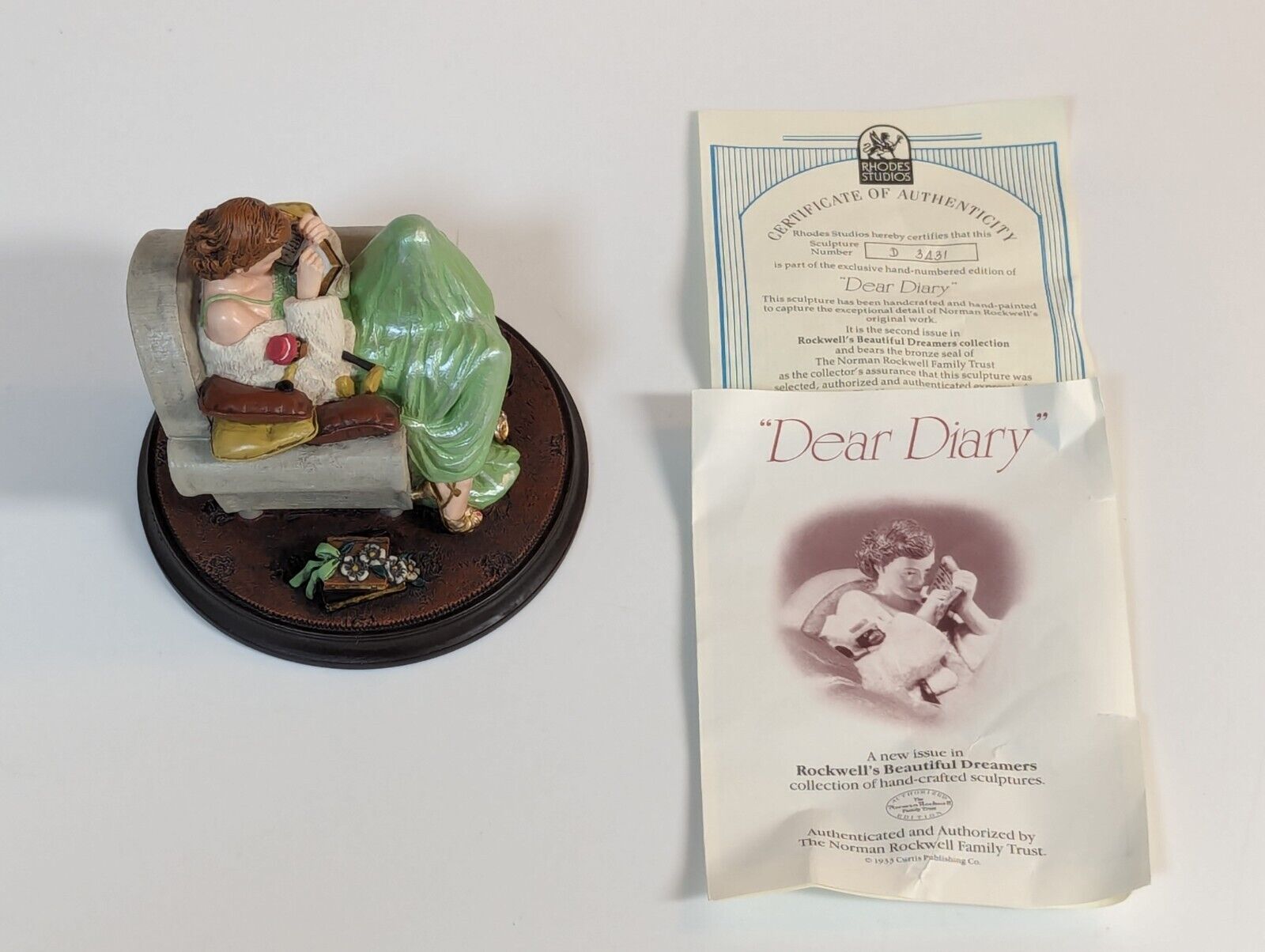 Dear Diary Figurine, Rockwell\'s Beautiful Dreamers, Excellent Condition with Box