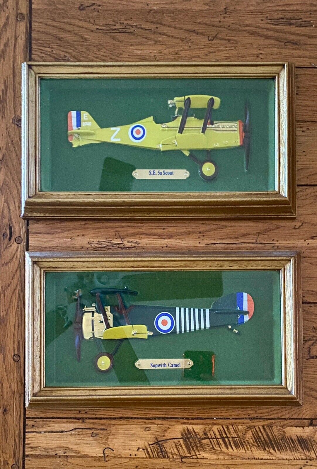 Two Vintage WWI Aircraft Framed 3D Shadow Box Framed Art