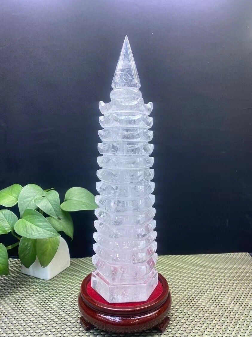 4.4lb Rare Natural clear quartz Wenchang Pagoda quartz Crystal Specimen healing