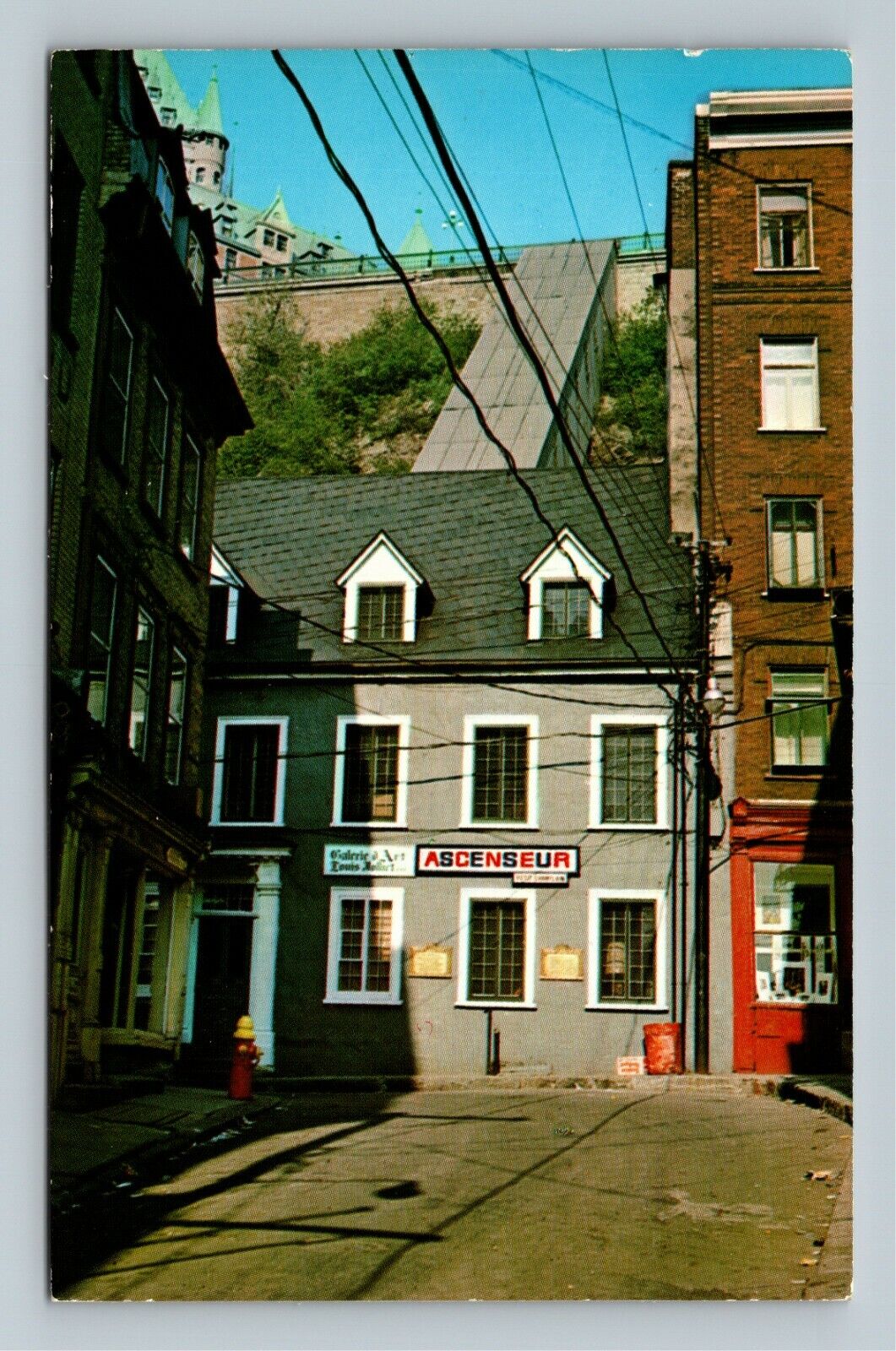 Dufferin Terrace QC, Funicular, Lower Town, Quebec Canada Vintage Postcard