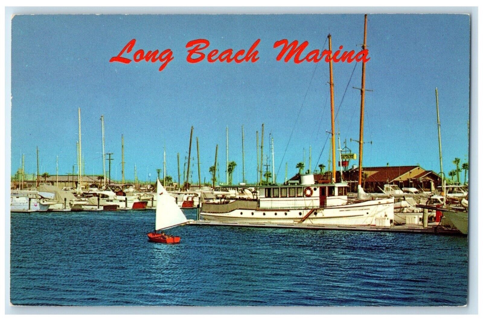 c1950\'s Long Beach Marina Yacht Moorings In Alamitos Bay California CA Postcard