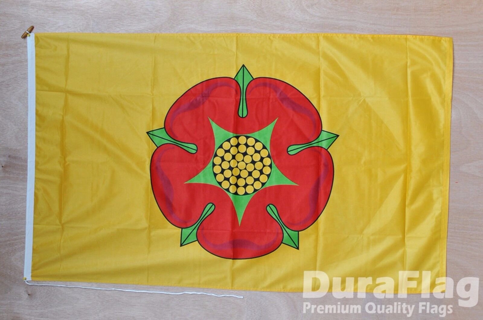 LANCASHIRE NEW DURAFLAG 150cm x 90cm 5x3 FEET HIGH QUALITY FLAG ROPE & TOGGLE