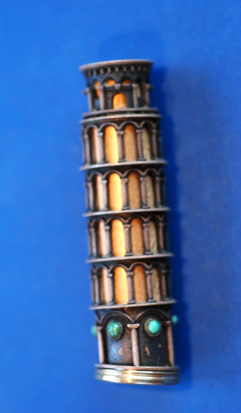 1961 Leaning Tower of Pisa Lipstick Holder RARE Marked Silver, Made in Italy