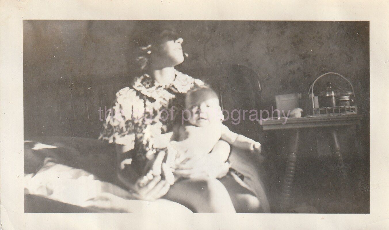 Mother And Baby FOUND PHOTOGRAPH bw  Original Snapshot 812 17 E