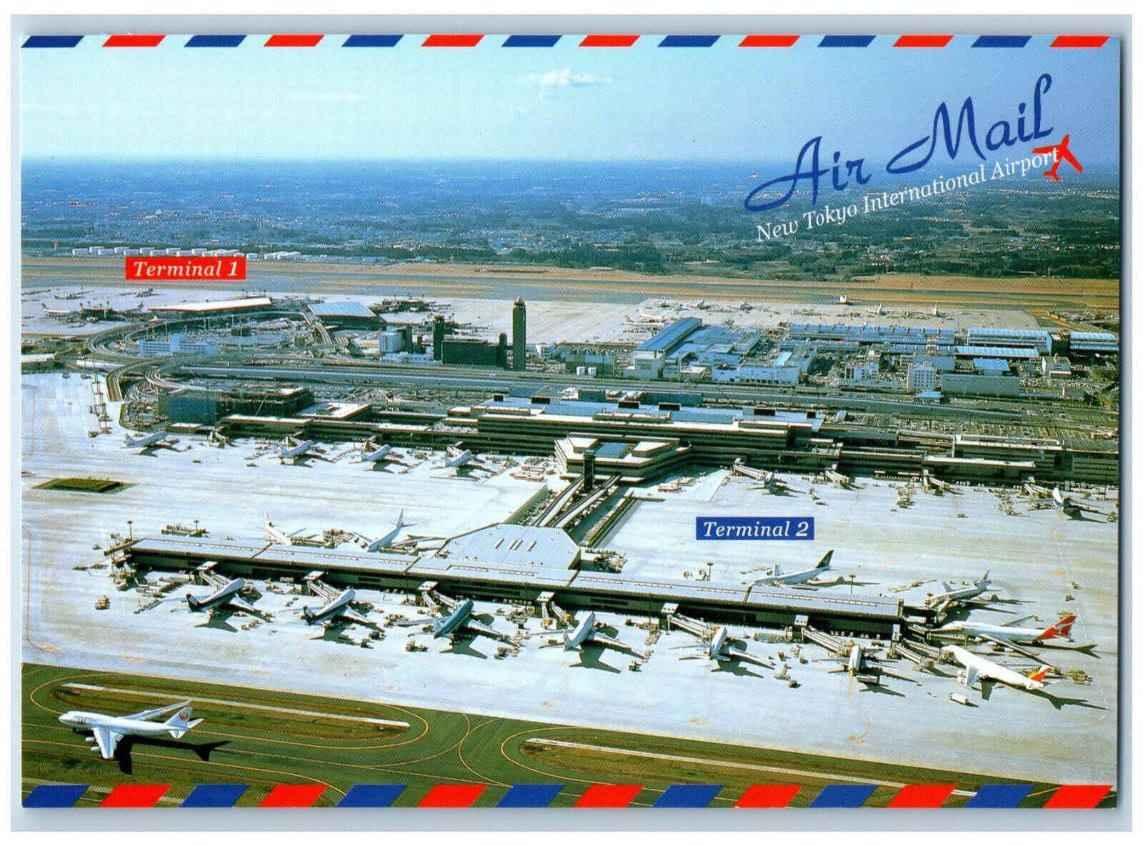 Japan Postcard Air Mail New Tokyo International Airport Terminal 1 and 2 c1960\'s