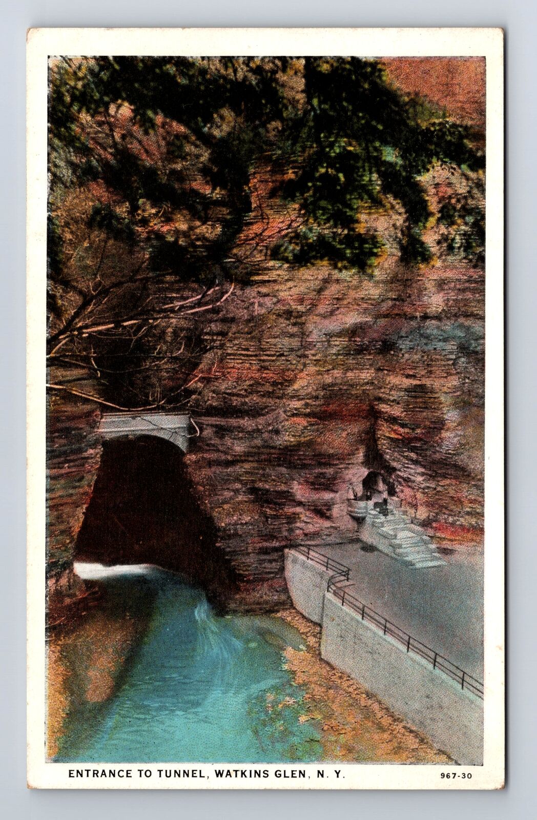 Watkins Glen NY-New York, Entrance to Tunnel, Antique Vintage Souvenir Postcard