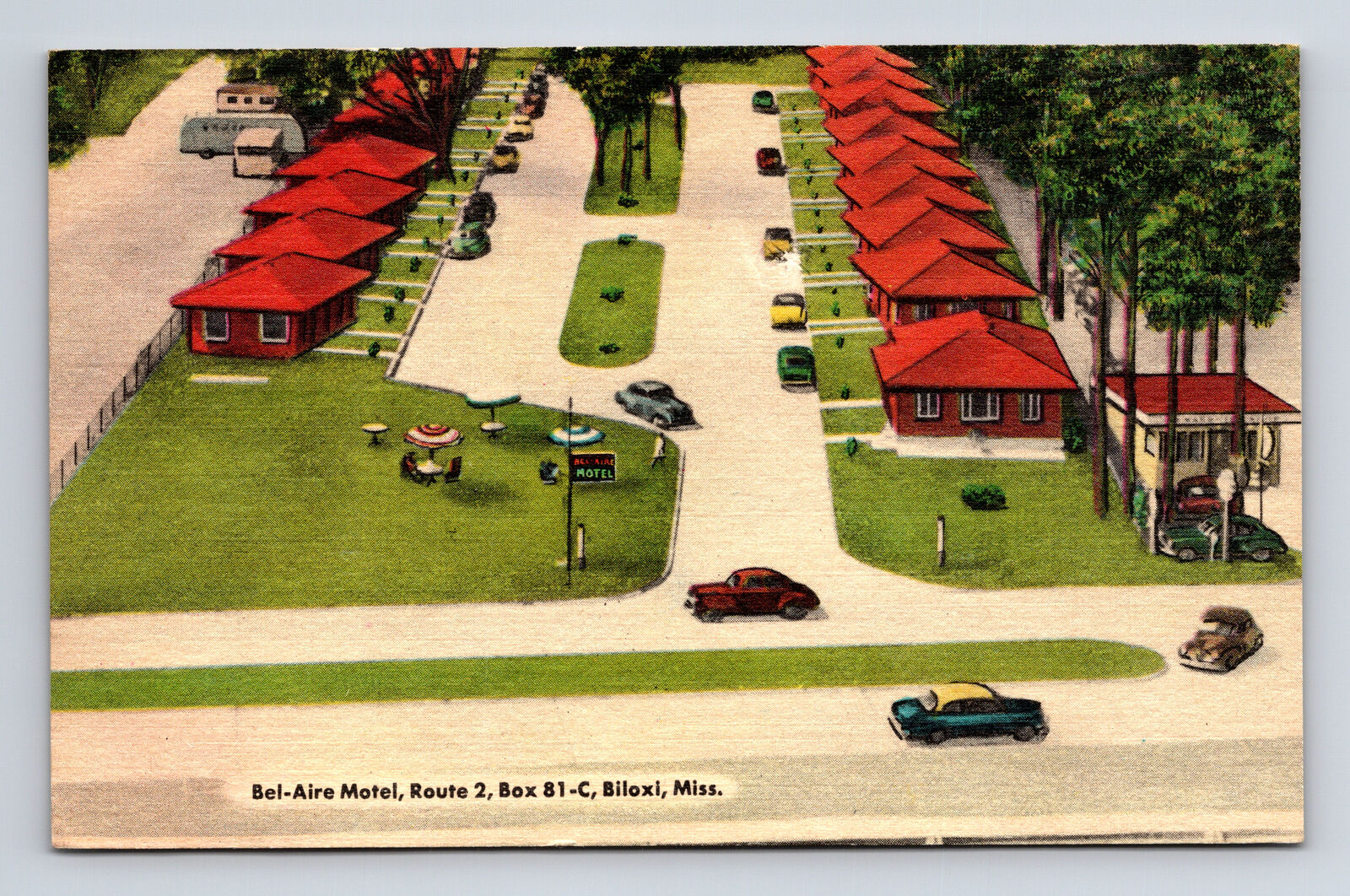 c1953 Bel Aire Motel Route 2 Biloxi Mississippi MS Roadside America Postcard