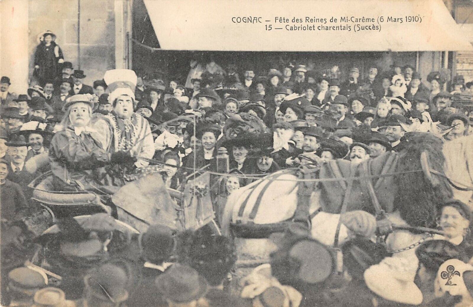 CPA 16 COGNAC FETE DES REINES DE MI CAREME 1910 CABRIOLET CHARENTAIS SUCCESS