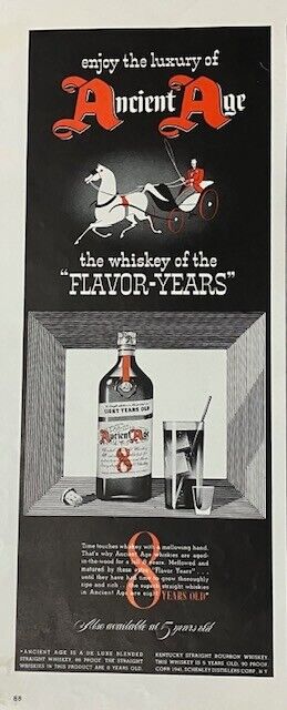 Rare Vintage Original 1941 Ancient Age Luxury Whiskey Liquor Alcohol Ad