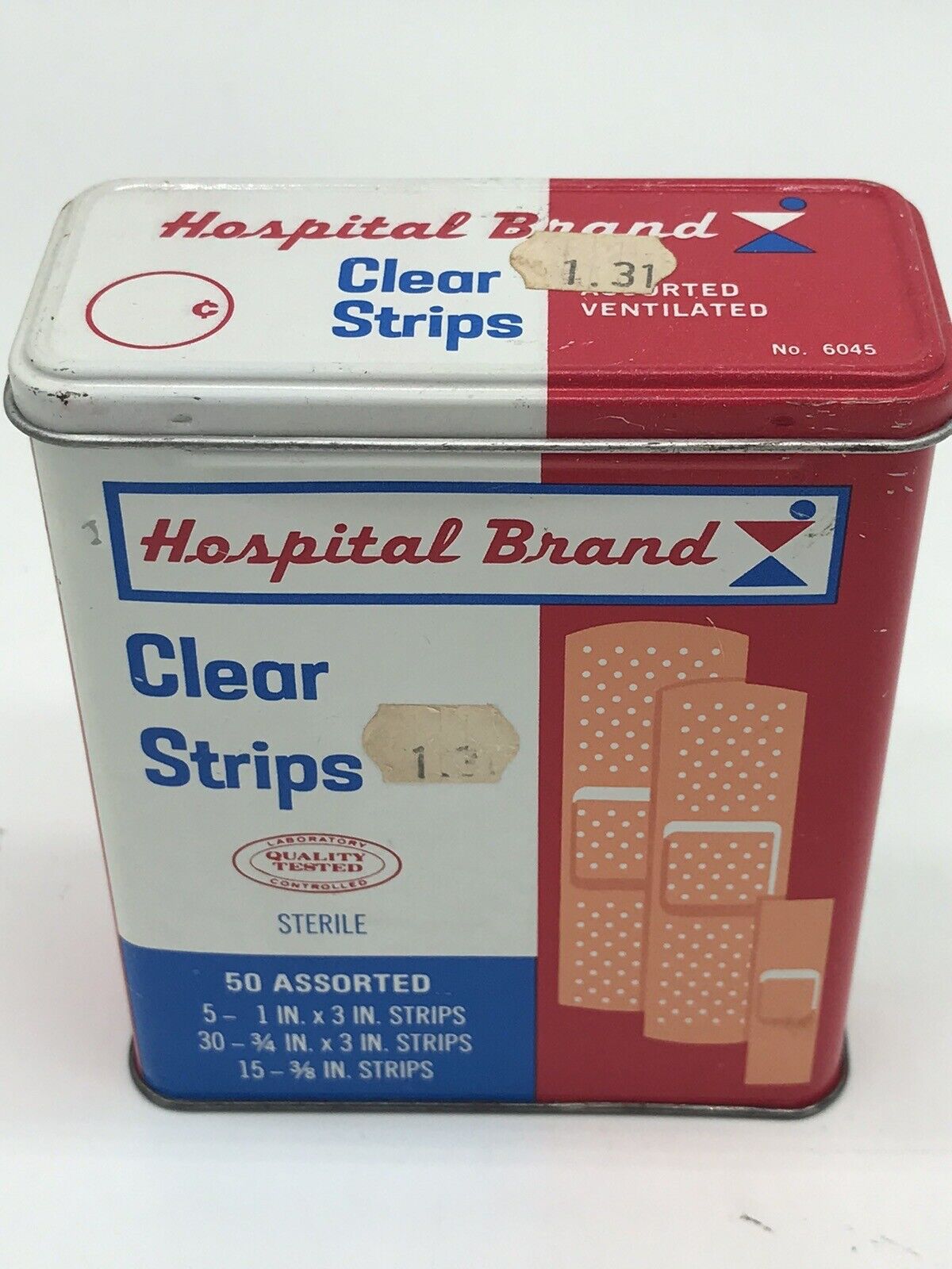 Vintage Hospital Brand Tin - 50 Plastic Strips 