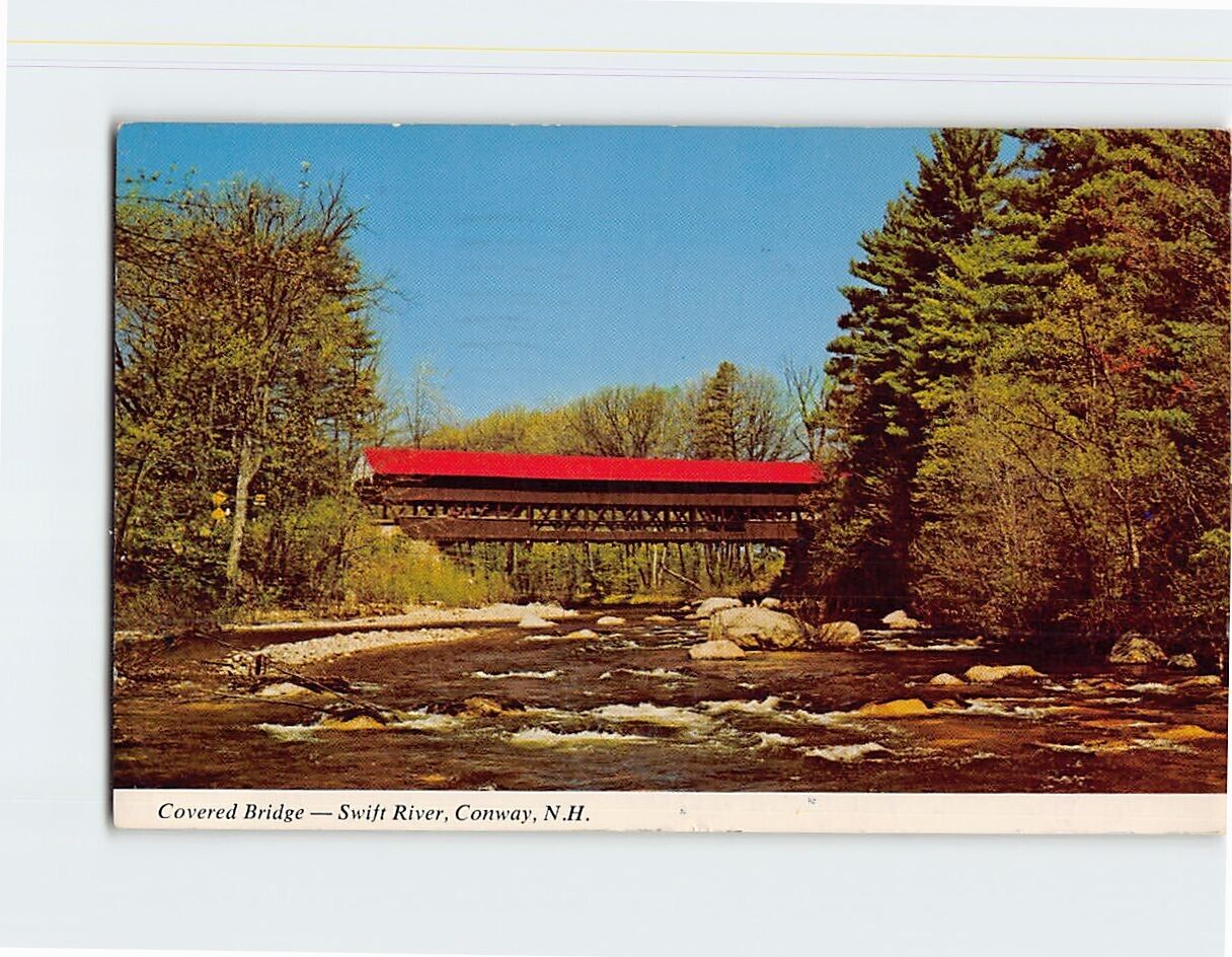 Postcard Covered Bridge Over The Swift River Conway New Hampshire USA