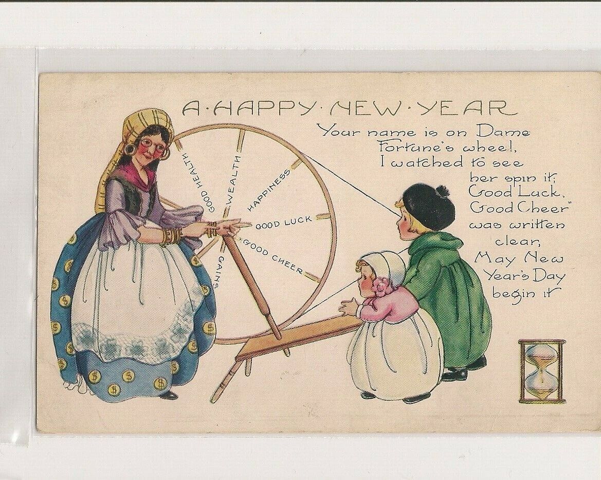 Antique New Year Greeting  Postcard Lot of 4  1909 -1915 