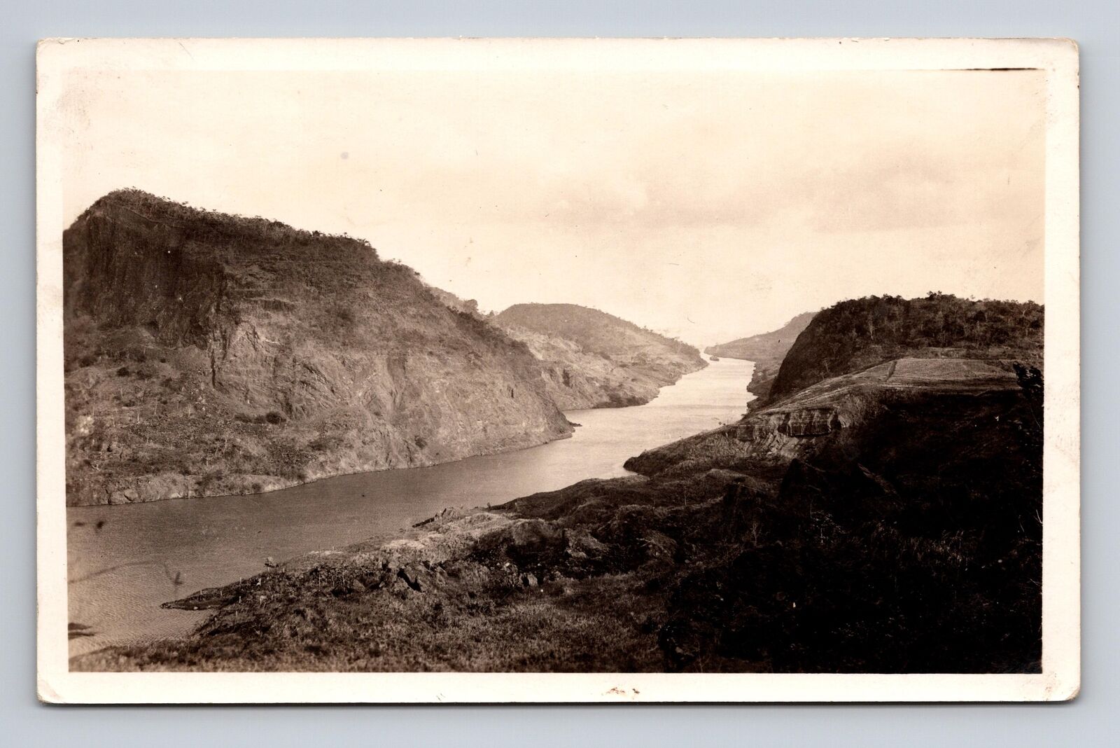 1930-1940 RPPC Postcard Panama Canal Gold Hill Gaillard Cut