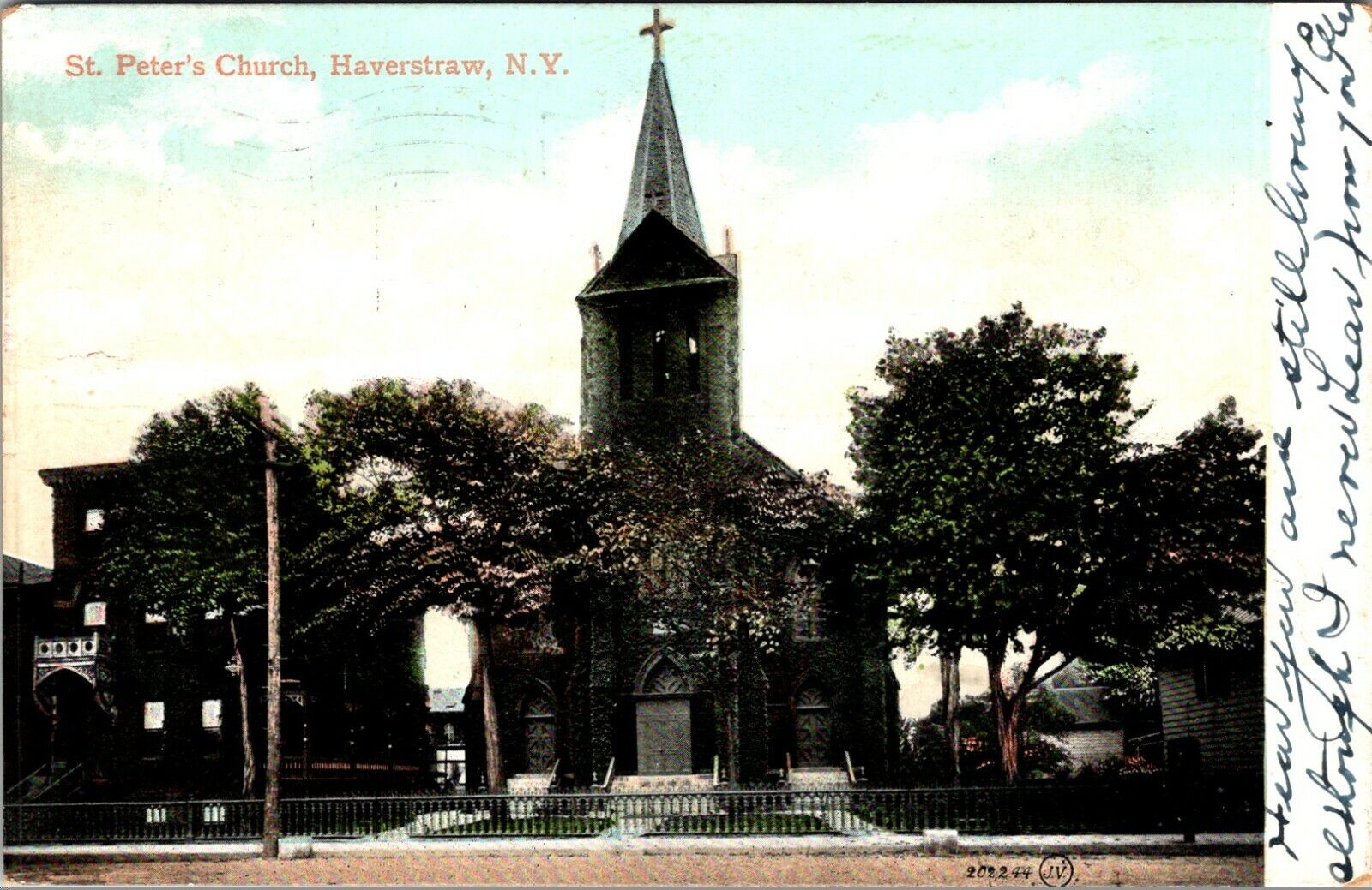 HAVERSTRAW, NEW YORK - ST. PETER\'S CHURCH - 1904 - SOUVENIR UNDIVIDED POSTCARD