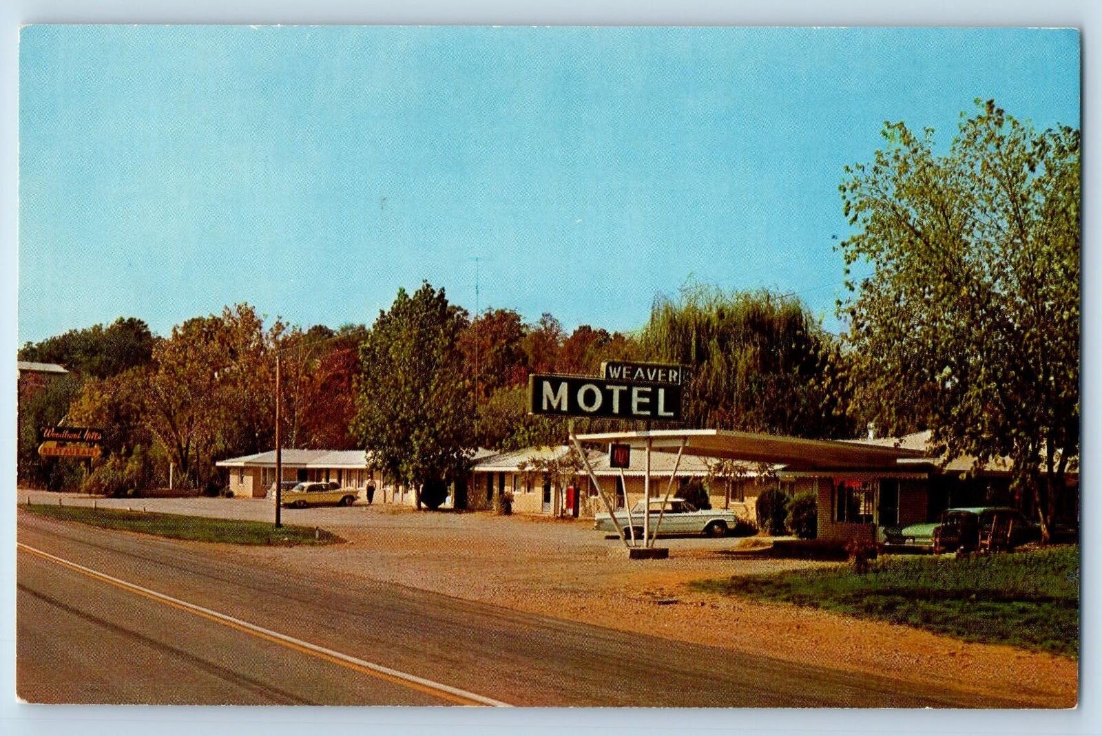c1950's Weaver Motel & Restaurant Classic Car Cottage Hardy Arkansas AR Postcard