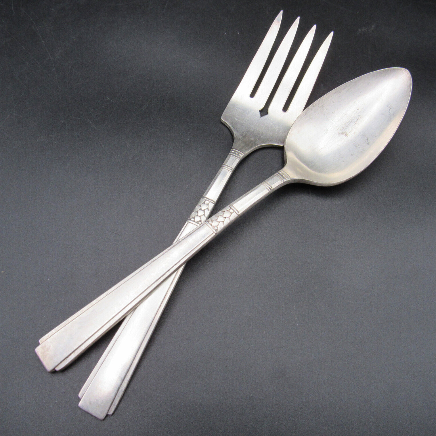 Oneida 1881 Rogers Capri, Serving Fork & Spoon, 2 pc, 1935 Art Deco Silverplate