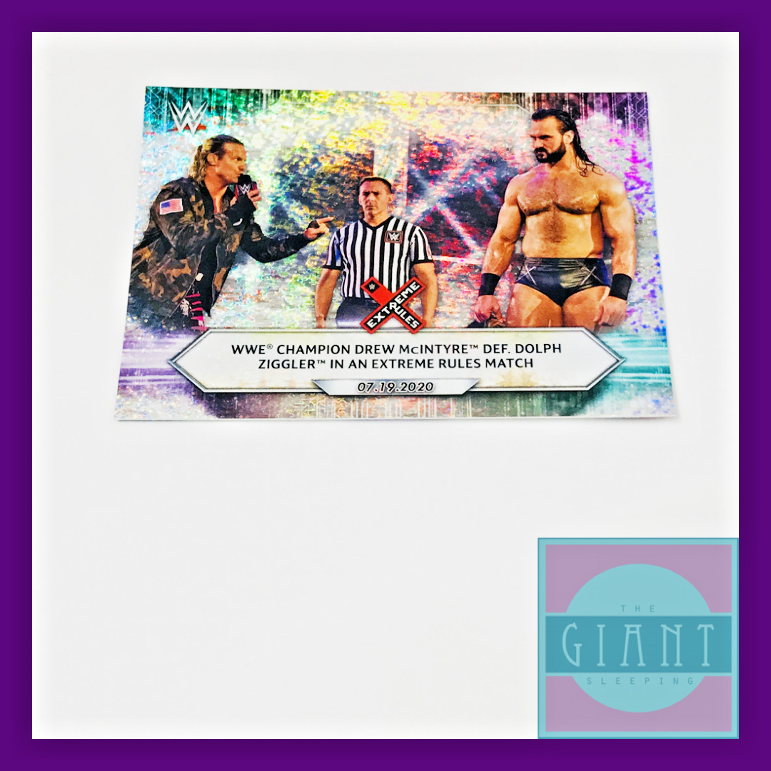2021 Topps WWE Champion Drew McIntyre def. Dolph Z. Foil Parallel Trading Card