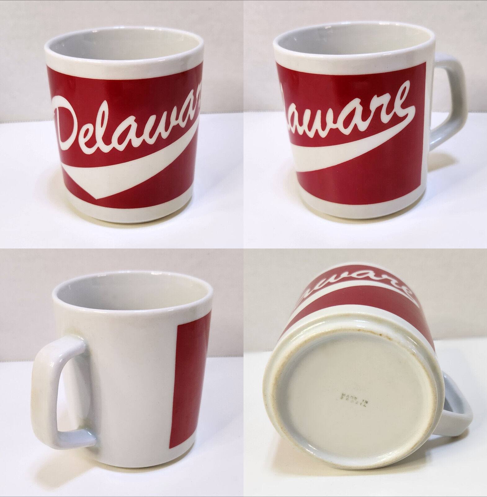 VTG DELAWARE Red/White Souvenir Coffee Tea Cup Mug VGC