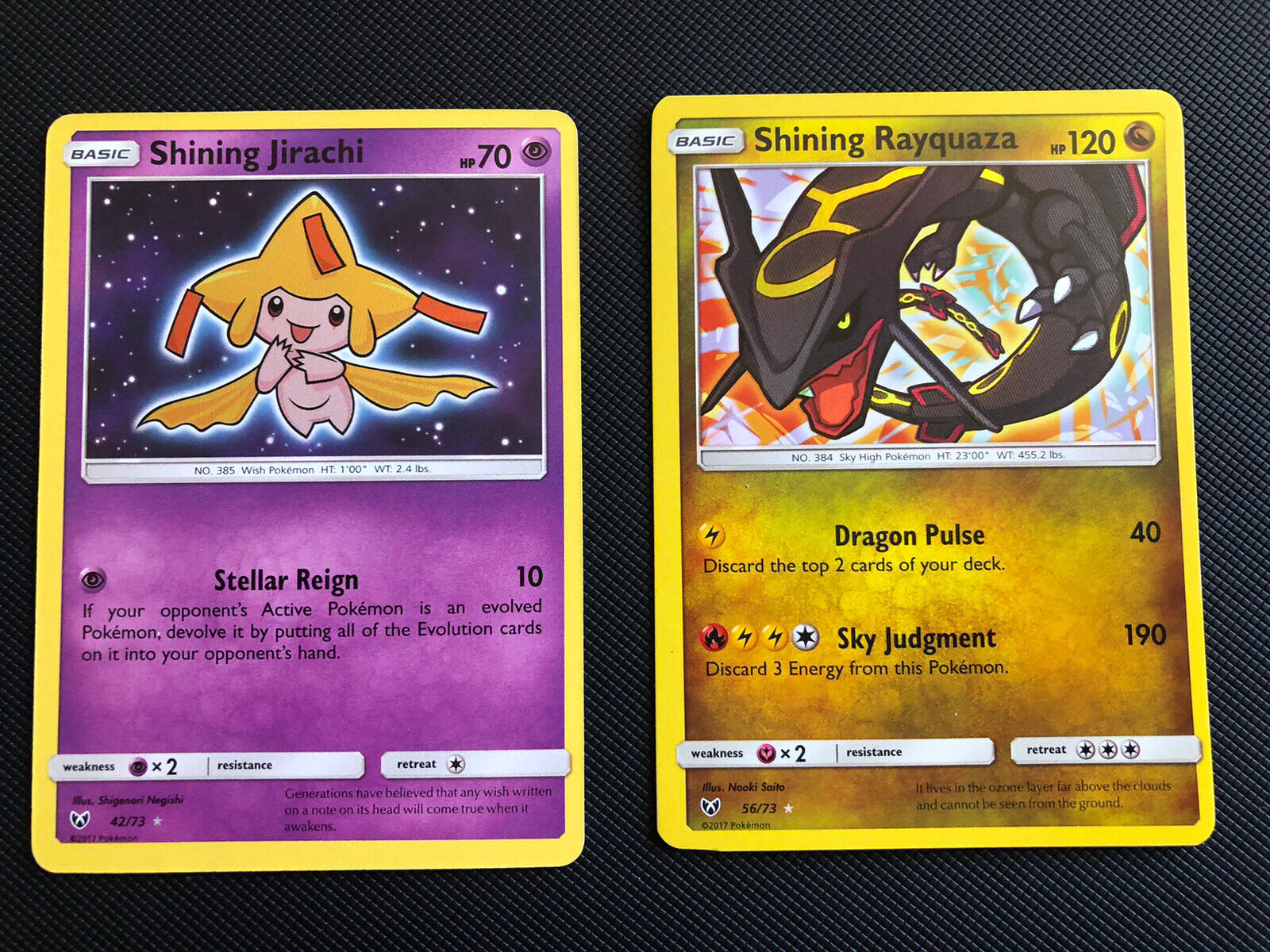 Pokemon Card Shining Rayquaza 56/73 + Shining Jirachi 42/73 - Shining Legends NM