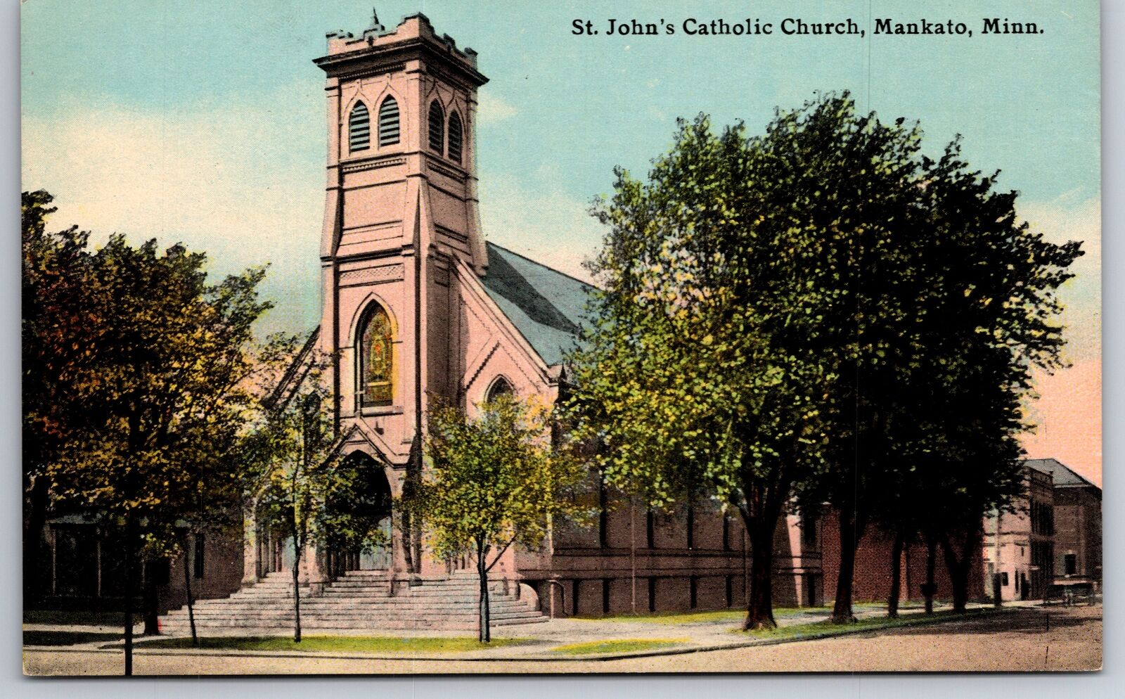 Mankato Minnesota~St John\'s Catholic Church~c1910 Postcard