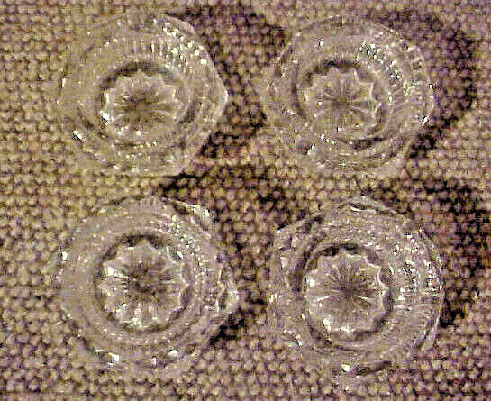 Vintage Cut Glass Hexagonal Salt Cellars Sunburst Design - set of 4
