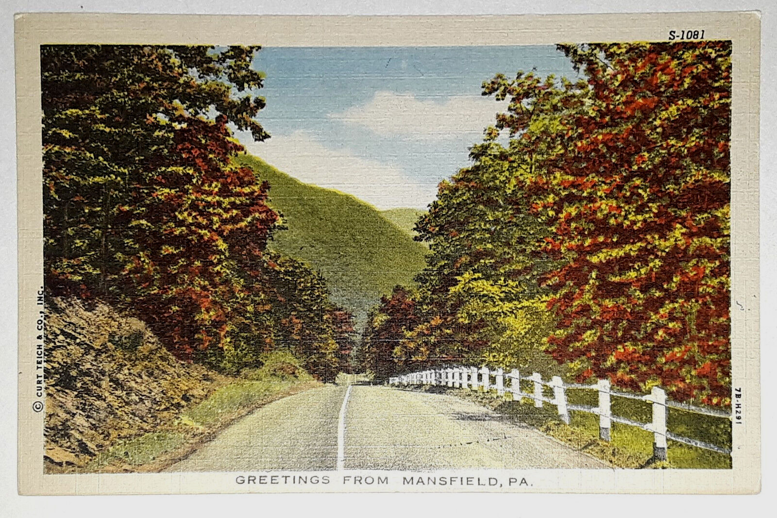 Greetings From Mansfield, PA., pub Curteich, Pennsylvania, linen - Unposted