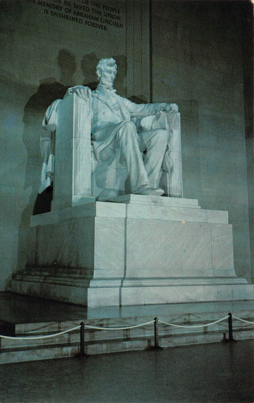 WA Washington DC Lincoln Statue Memorial Patriotic Civil War Vtg Postcard O8