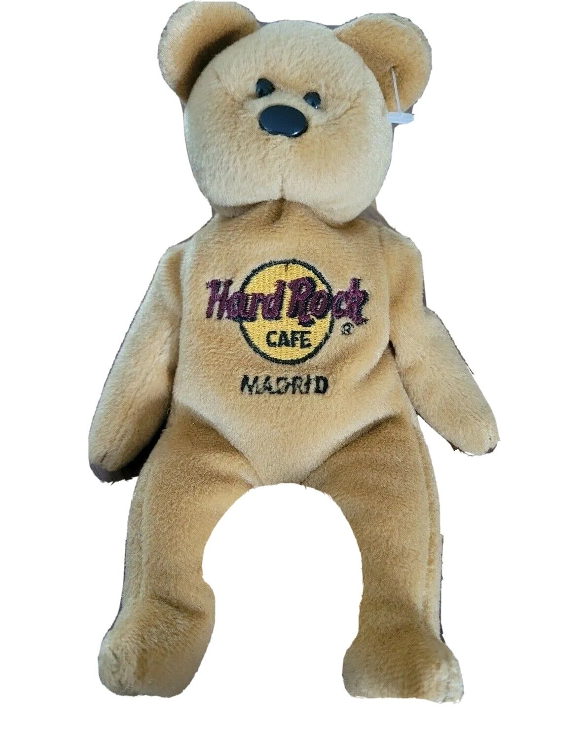 Hard Rock Cafe Madrid Spain Isaac Bear Plush Beanie Bear 2000 Vintage 