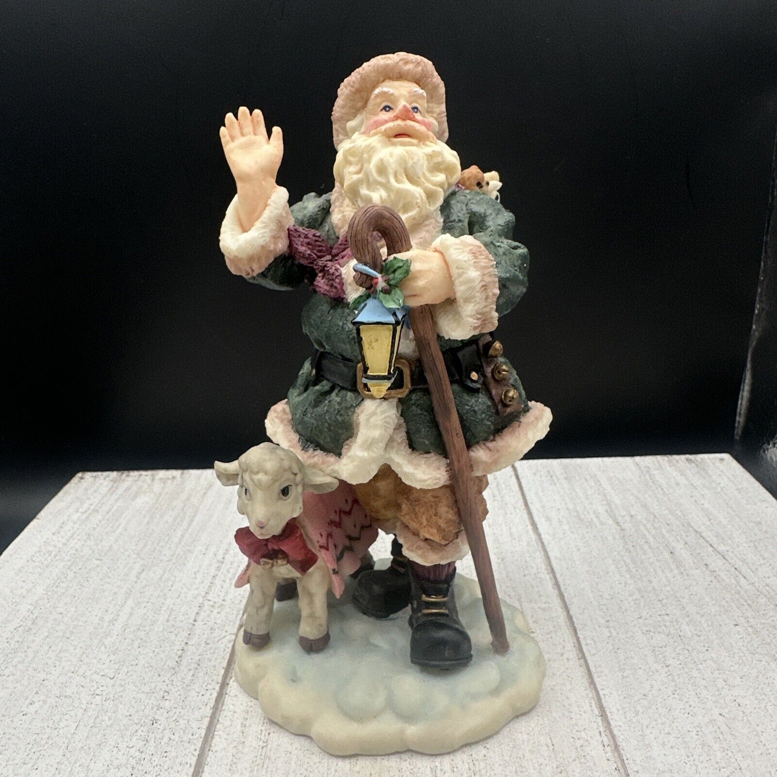RARE Vintage Hand-painted SANTAS KEEPSAKE Collectables Santa Figure With Lamb