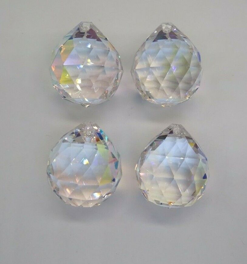 4pc Asfour Crystal Clear AB 30mm Ball Prism #701. Suncatcher, Chandelier Part
