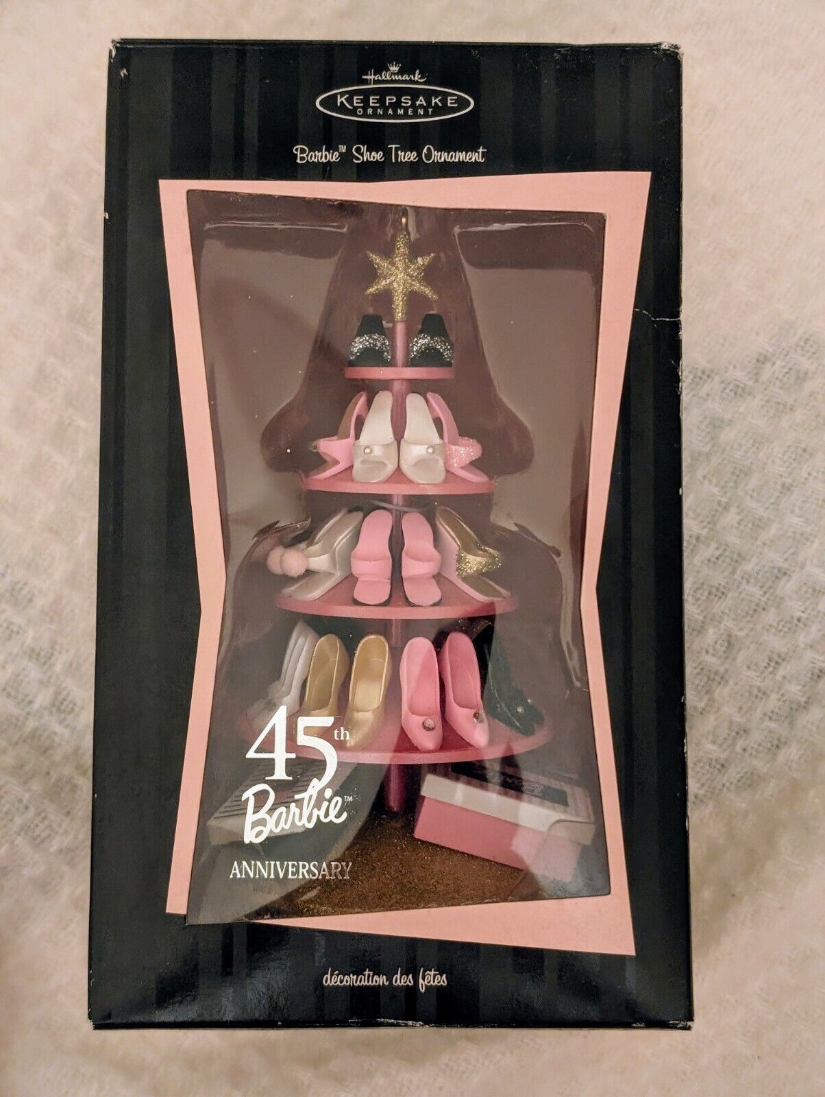 2004 Hallmark Keepsake Barbie 45th Anniversary Shoe Tree Ornament w Original Box