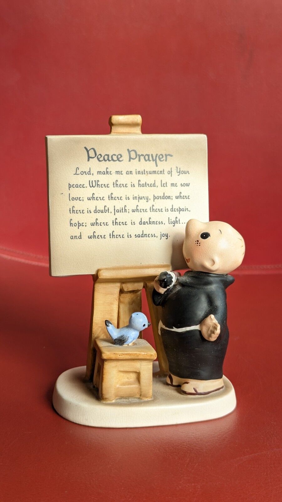 Vintage 1958 Ceramic Figurine Monk Brother Juniper Instrument Peace Prayer 8930A