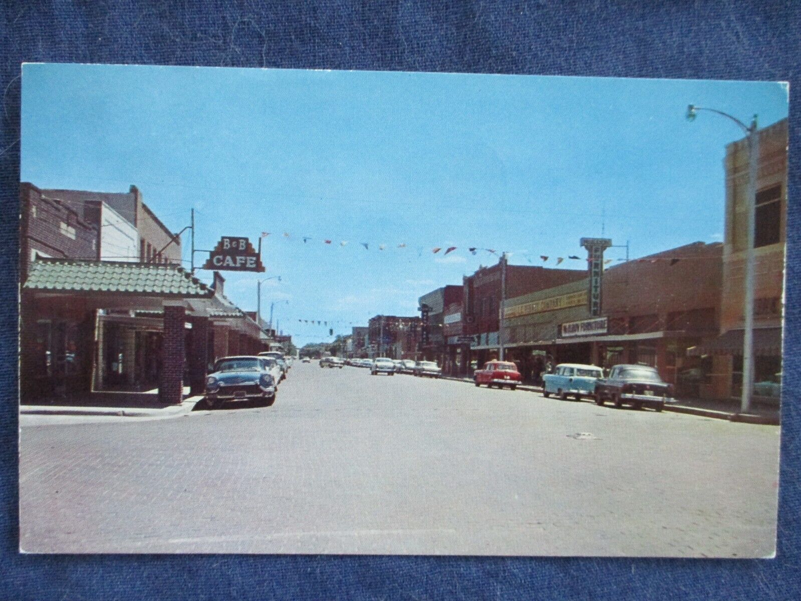 1950s Dalhart Texas Street Scene & Cars Postcard & Cancel